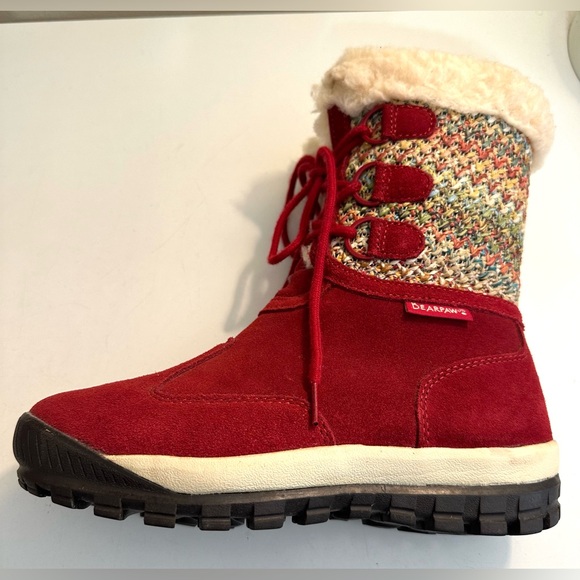 Mint BEARPAW Ophelia Boot Snow Winter Red Suede Leather Shearling Wool Lined - Picture 6 of 14